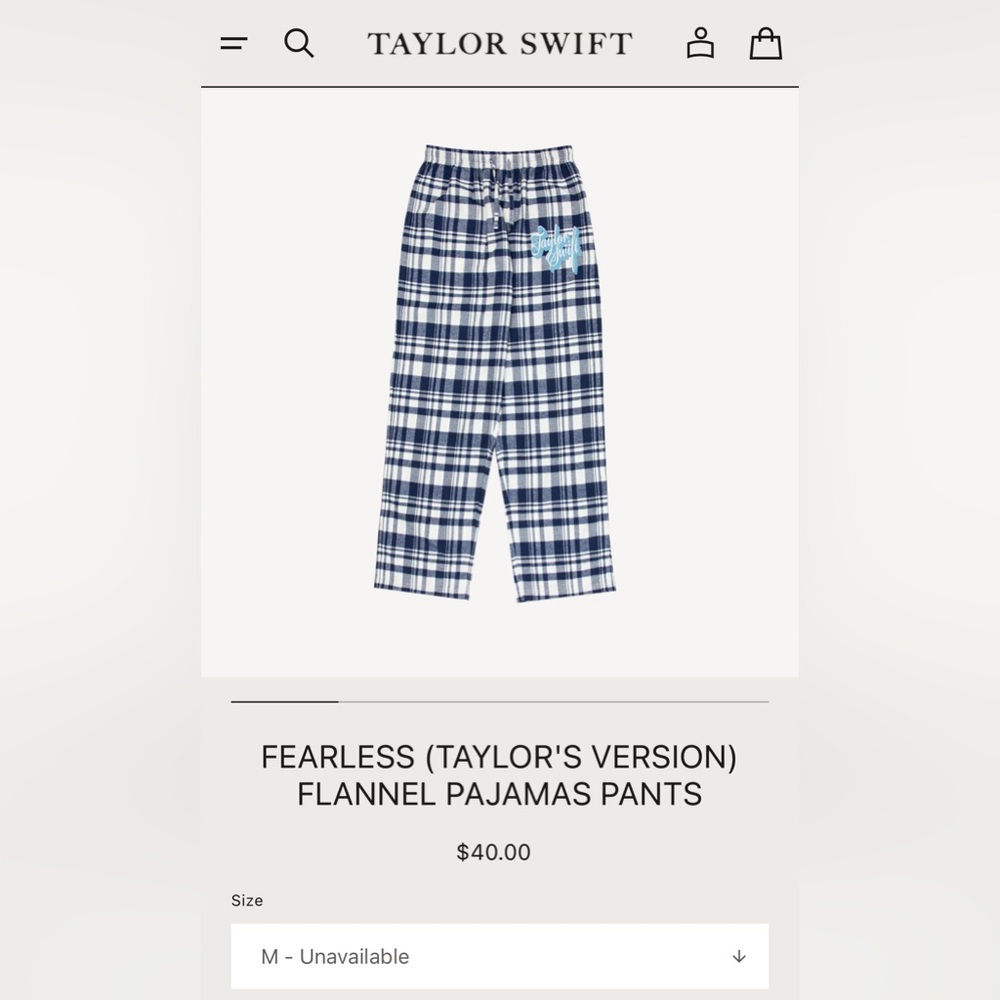 taylor swift fearless (taylor’s version) blue flannel pajama pants